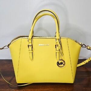 Michael Kors Yellow Satchel with Silver Hardware